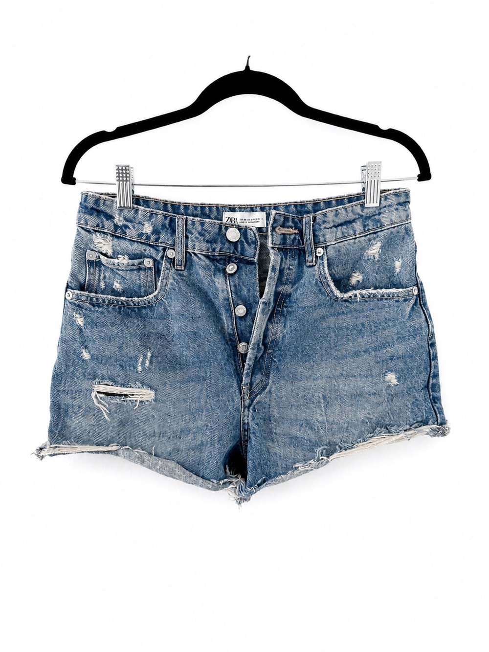 Zara High Rise Button Fly Cutoff Denim Shorts — Size 6 — 4365/201/400